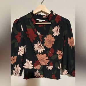 Cropped  blouse flower pattern
